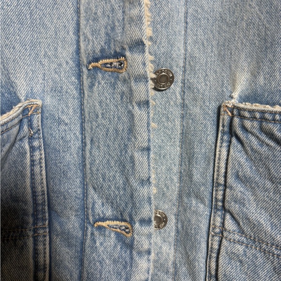 GAP Soft Denim Sherpa Button Front Jacket w Patch Pockets 1 Inner Pocket. XL - Picture 4 of 16